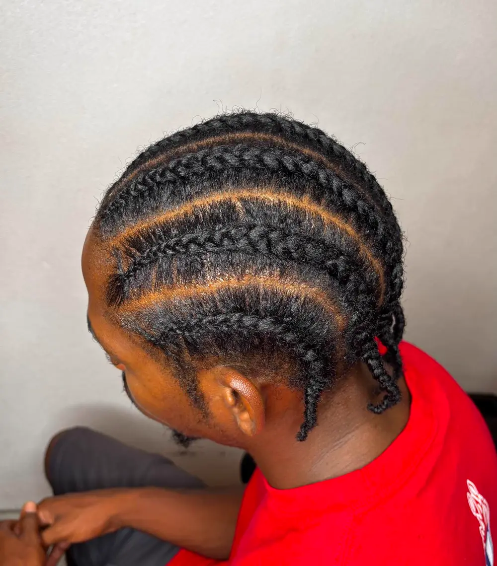 Classic cornrow rows with clean curved spacing