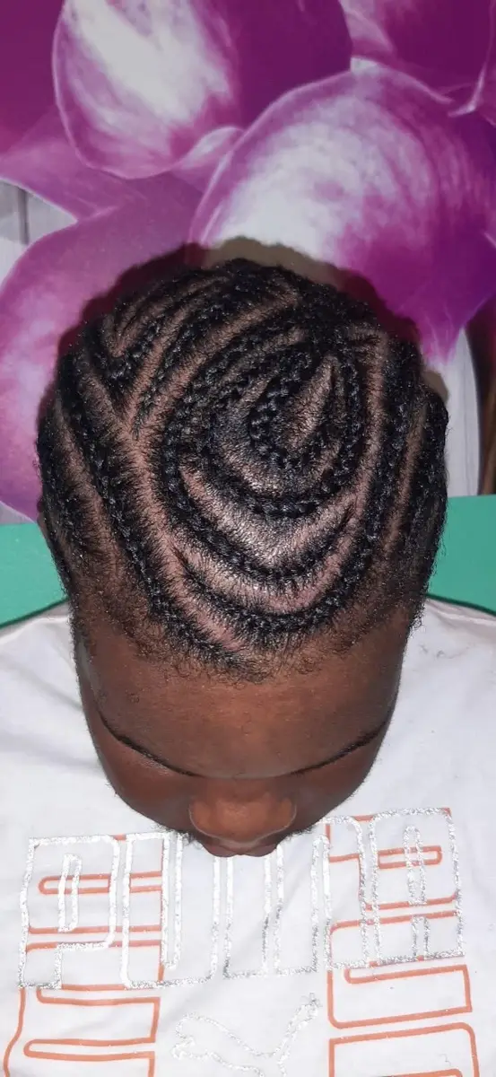 Top view of a long protective braid pattern