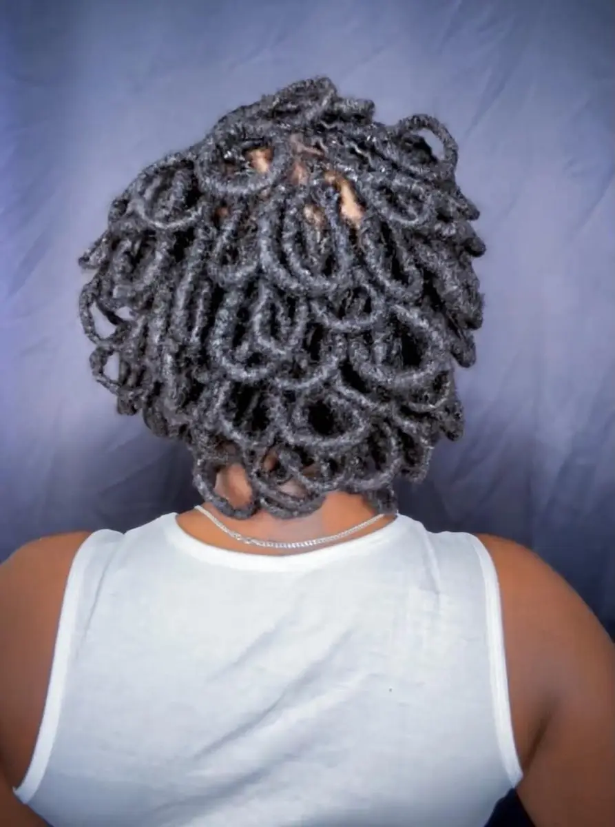 Looped protective style photographed from the back